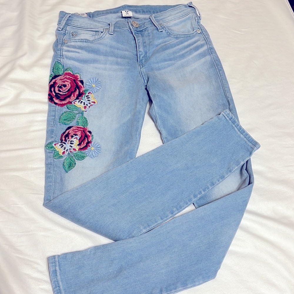 True Religion Women’s Mid Rise Super Skinny Jean